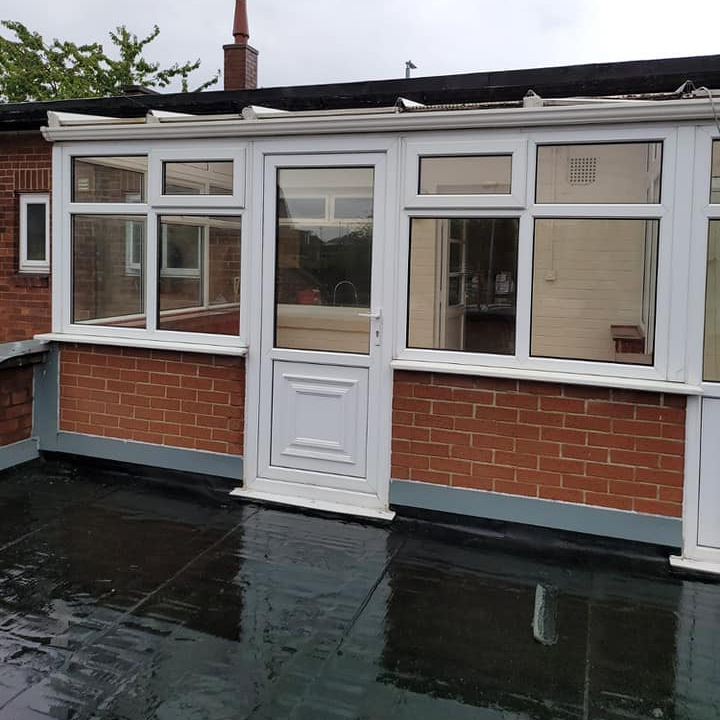 conservatory extension with power washed patio