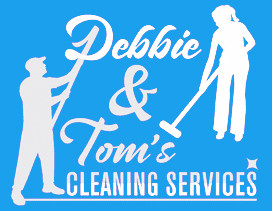Debbie and Tom's cleaning service white logo